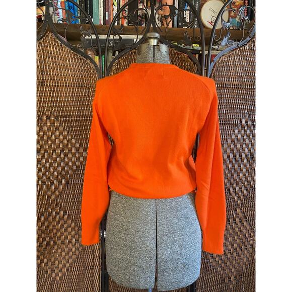 Size M//Vintage 80s Hunter Blaze Orange V Neck Sweater - Picture 2 of 4